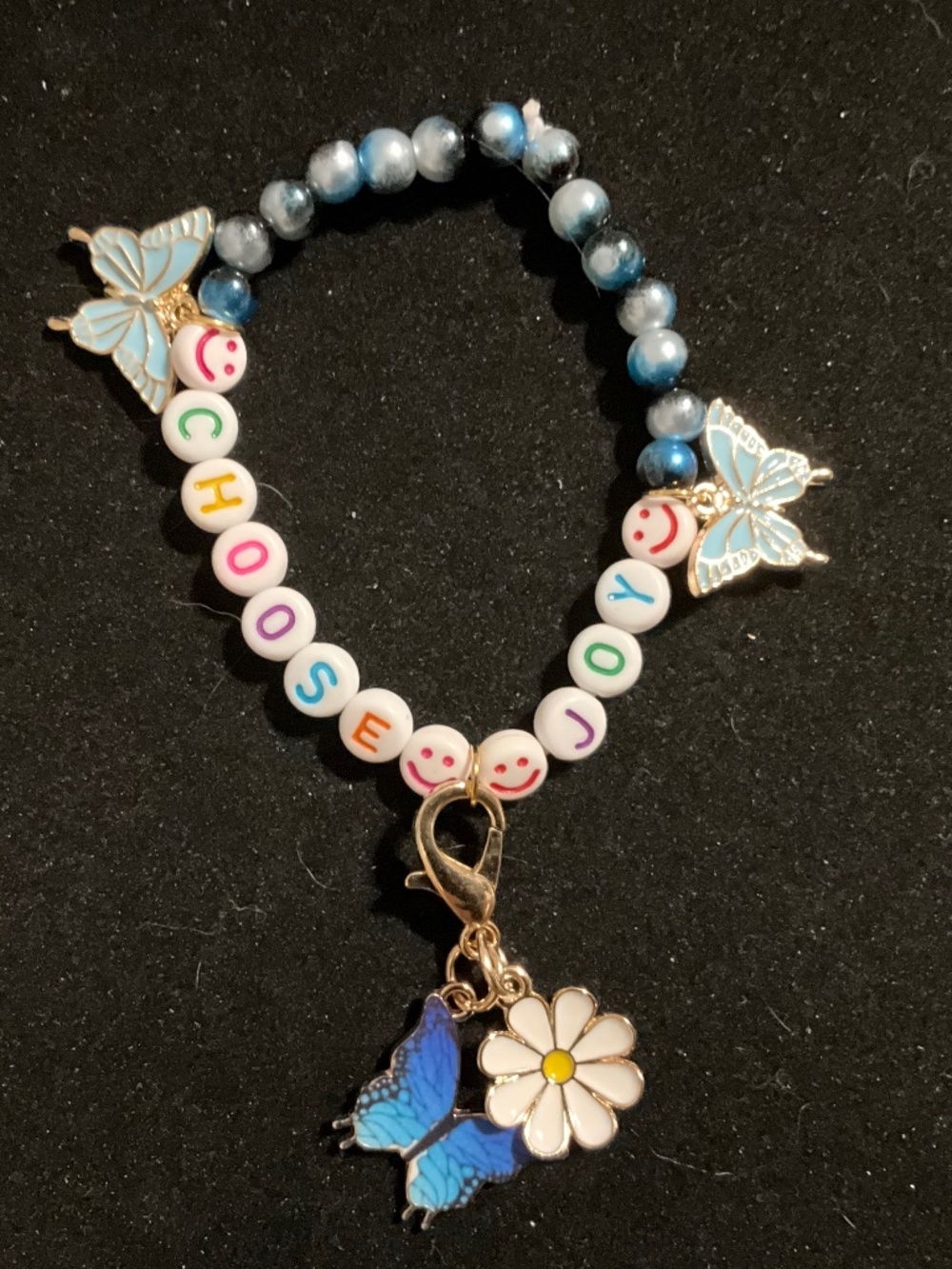 Parky’s Place Handmade “Choose Joy” Butterfly Stretch Bracelet 🦋💙✨